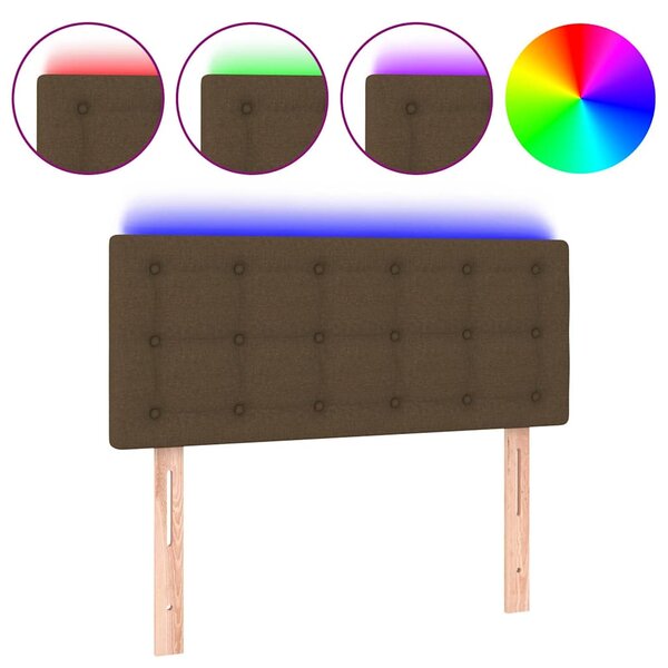 Čelo postele s LED tmavě hnědé 80 x 5 x 78/88 cm textil 3122023
