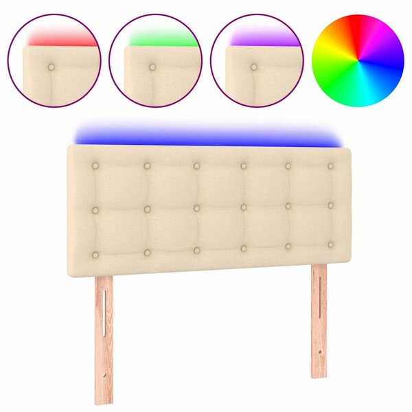 Čelo postele s LED krémové 80 x 5 x 78/88 cm textil 3122025