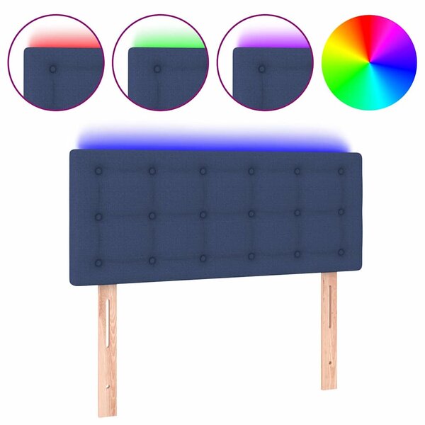 Čelo postele s LED modré 100x5x78/88 cm textil 3122042