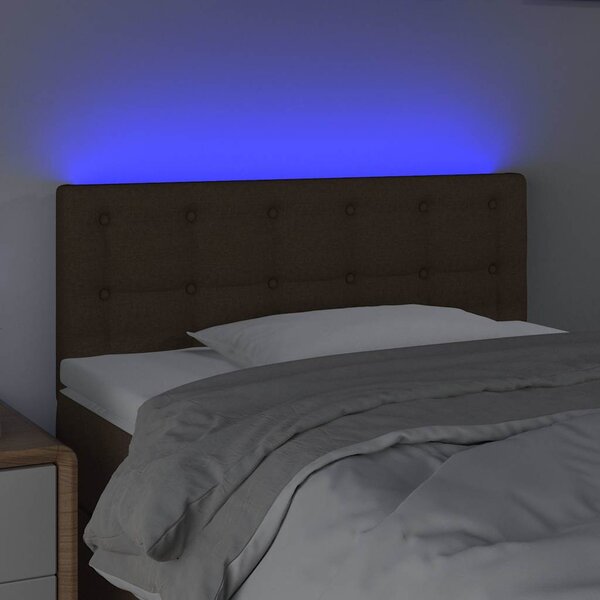 Čelo postele s LED tmavě hnědé 80 x 5 x 78/88 cm textil 3122023