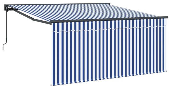 Stahovací markýza Modrá a bílá 300 x 250 cm Polyester a hliník