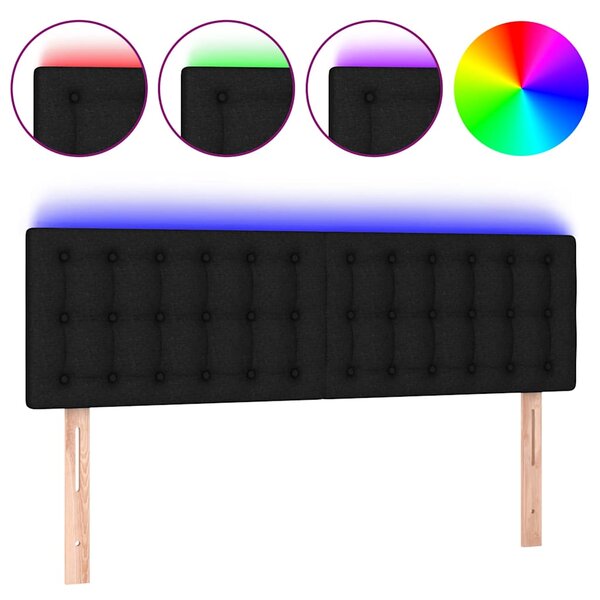 Čelo postele s LED černé 144x5x78/88 cm textil 3122046