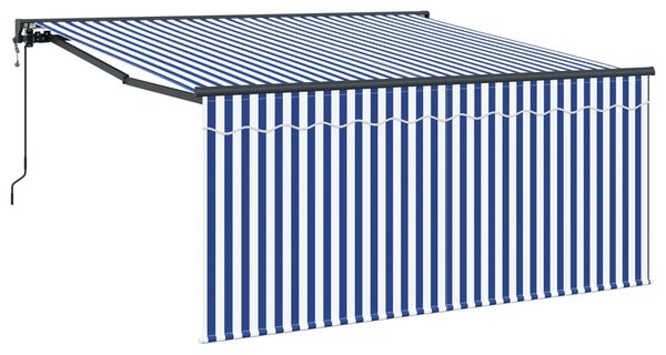 Stahovací markýza Modrá a bílá 300 x 250 cm Polyester a hliník