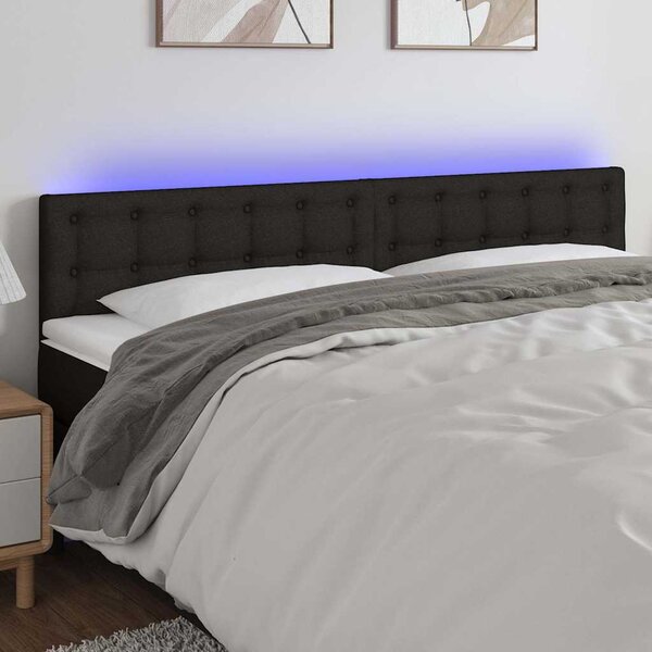 Čelo postele s LED černé 200x5x78/88 cm textil 3122070