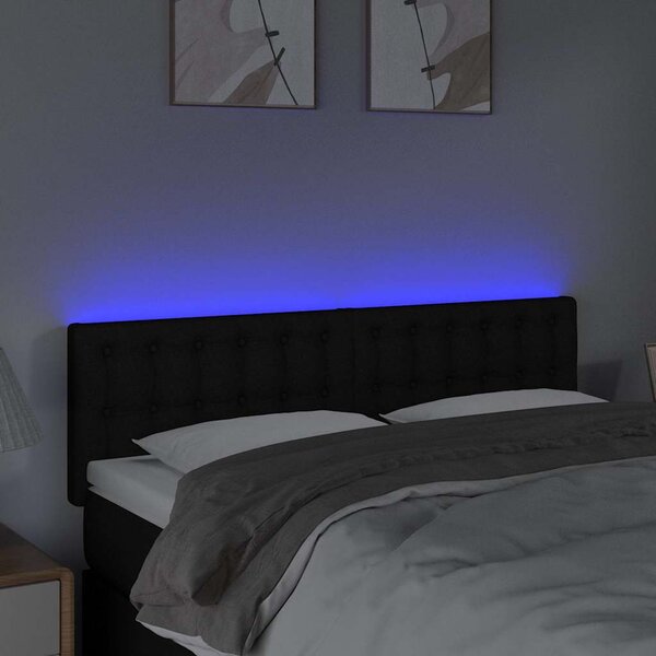 Čelo postele s LED černé 144x5x78/88 cm textil 3122046