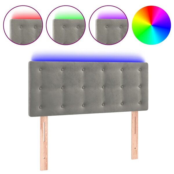 Čelo postele s LED světle šedé 100 x 5 x 78/88 cm samet 3122088