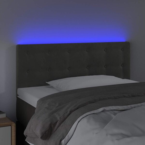 Čelo postele s LED tmavě šedé 80 x 5 x 78/88 cm samet 3122077
