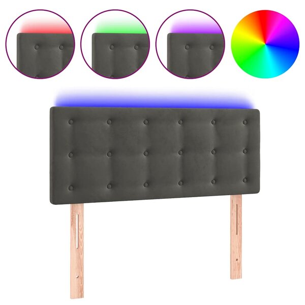 Čelo postele s LED tmavě šedé 80 x 5 x 78/88 cm samet 3122077