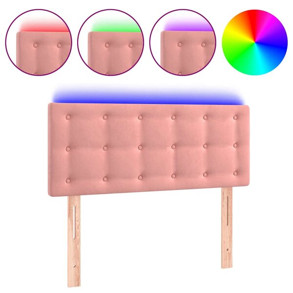 Čelo postele s LED růžové 80 x 5 x 78/88 cm samet 3122081
