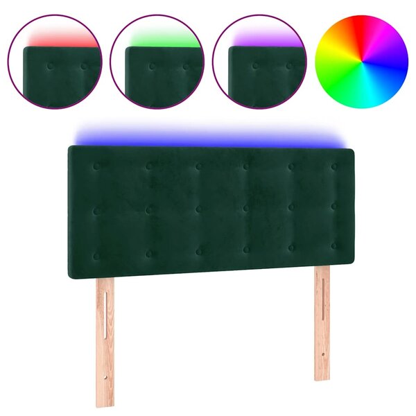 Čelo postele s LED tmavě zelené 80 x 5 x 78/88 cm samet 3122079