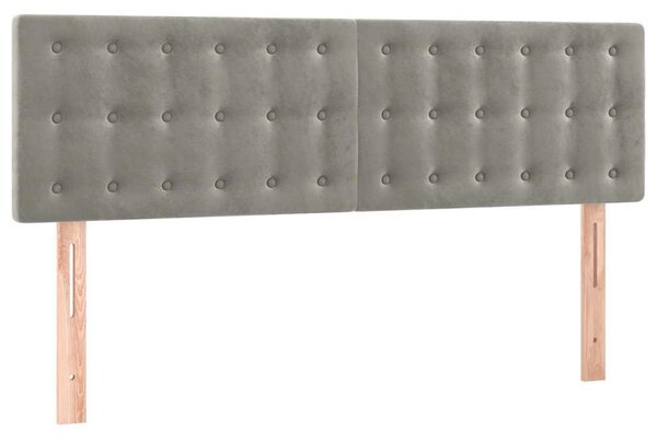 Čelo postele s LED světle šedé 144 x 5 x 78/88 cm samet 3122094