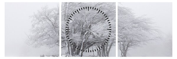 Obraz - Bílá zima (s hodinami) (90x30 cm)