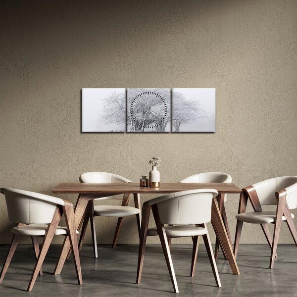 Obraz - Bílá zima (s hodinami) (90x30 cm)