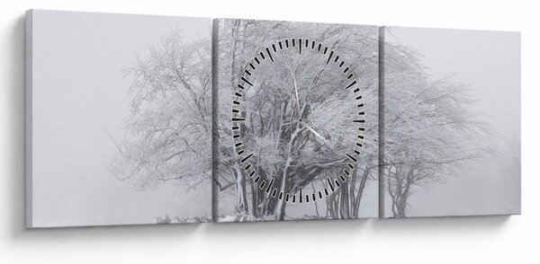 Obraz - Bílá zima (s hodinami) (90x30 cm)