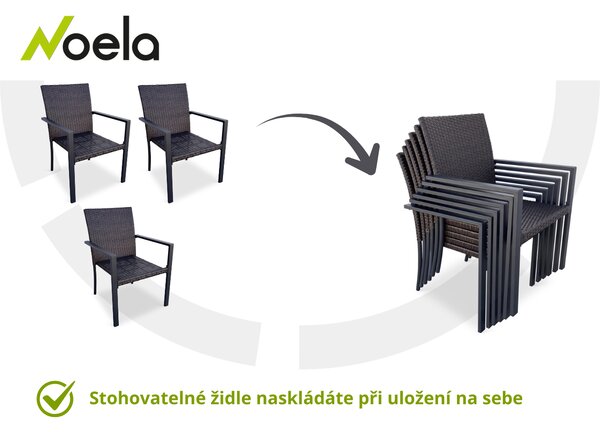 Noela Zahradní jídelní set Viking L + 4x ratanová židle Wicker Pat