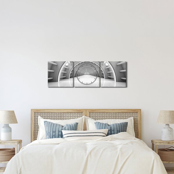 Obraz - 3D průchod (s hodinami) (90x30 cm)