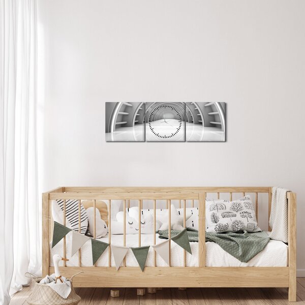 Obraz - 3D průchod (s hodinami) (90x30 cm)