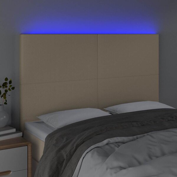 Čelo postele s LED krémové 144x5x118/128 cm textil 3122147