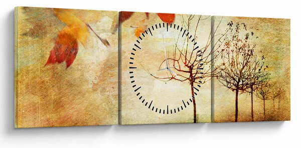 Obraz - Podzimní nálada (s hodinami) (90x30 cm)