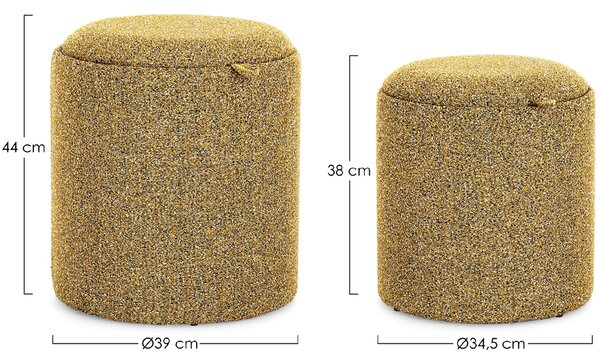 Bizzotto Set dvou žlutých taburetů Sasha Ø35/39 cm