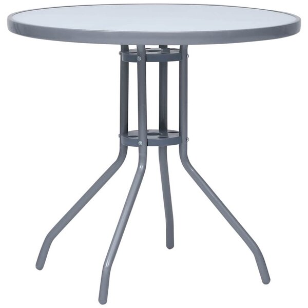 Zahradní stůl světle šedý 80 cm ocel a sklo 312215