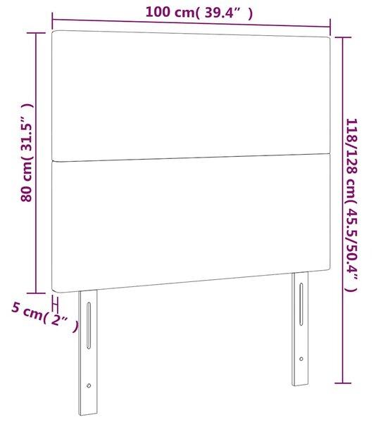 Čelo postele s LED bílé 100x5x118/128 cm umělá kůže 3122229
