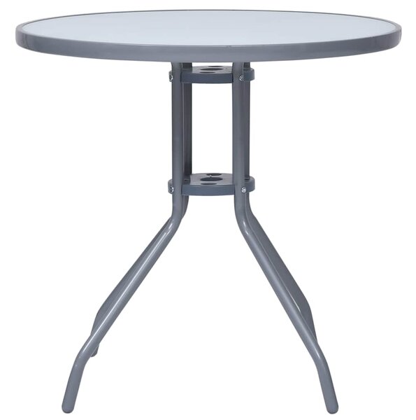 Zahradní stůl světle šedý 80 cm ocel a sklo 312215
