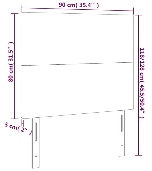 Čelo postele s LED světle šedé 90x5x118/128 cm samet 3122180