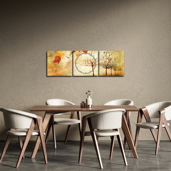 Obraz - Podzimní nálada (s hodinami) (90x30 cm)