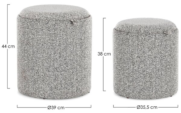 Bizzotto Set dvou šedých taburetů Sasha Ø35/39 cm