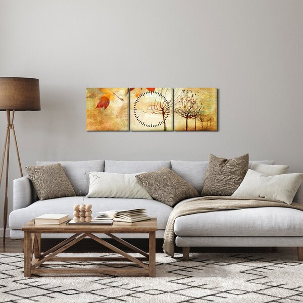 Obraz - Podzimní nálada (s hodinami) (90x30 cm)