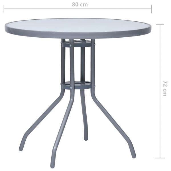 Zahradní stůl světle šedý 80 cm ocel a sklo 312215