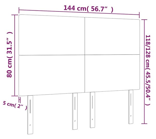 Čelo postele s LED krémové 144x5x118/128 cm textil 3122147