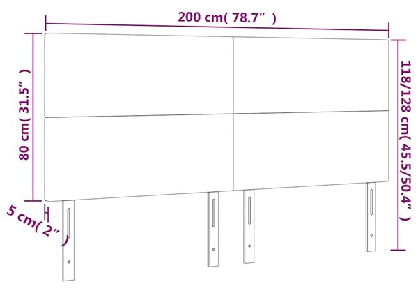 Čelo postele s LED šedé 200x5x118/128 cm umělá kůže 3122256