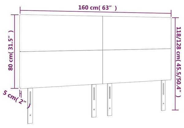 Čelo postele s LED růžové 160x5x118/128 cm samet 3122203