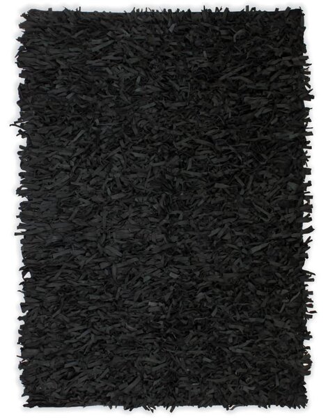 Koberec shaggy z pravé kůže 80 x 160 cm černý