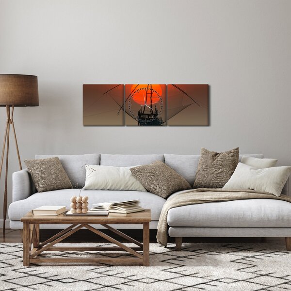 Obraz - Východ slunce, jezero Pakpra (s hodinami) (90x30 cm)