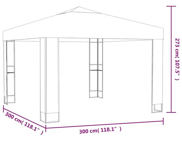 Altán s dvojitou střechou 3 x 3 x 2,7 m taupe 180 g/m² 312218
