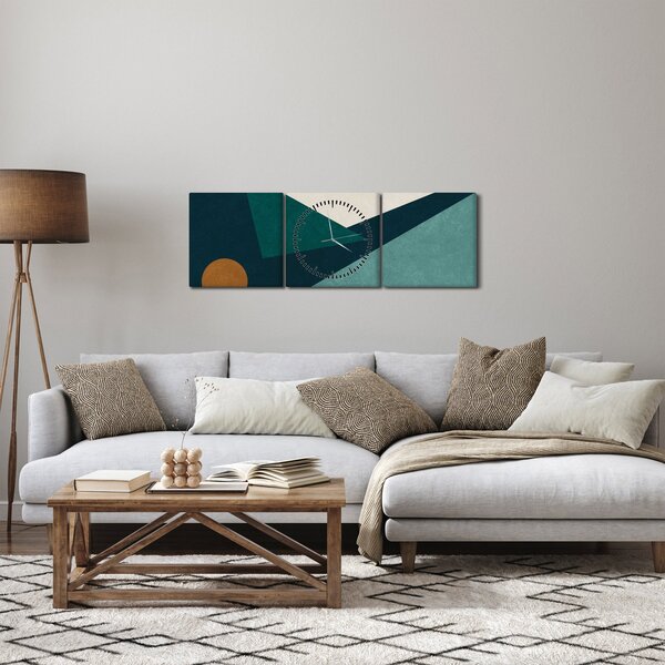 Obraz - Kubistická abstrakce (s hodinami) (90x30 cm)