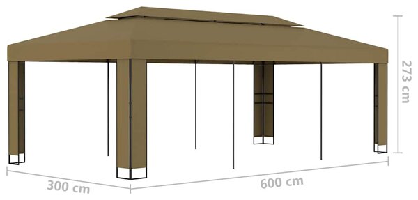 Altán s dvojitou střechou 3 x 6 m taupe 180 g/m² 312219
