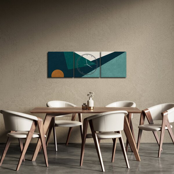 Obraz - Kubistická abstrakce (s hodinami) (90x30 cm)
