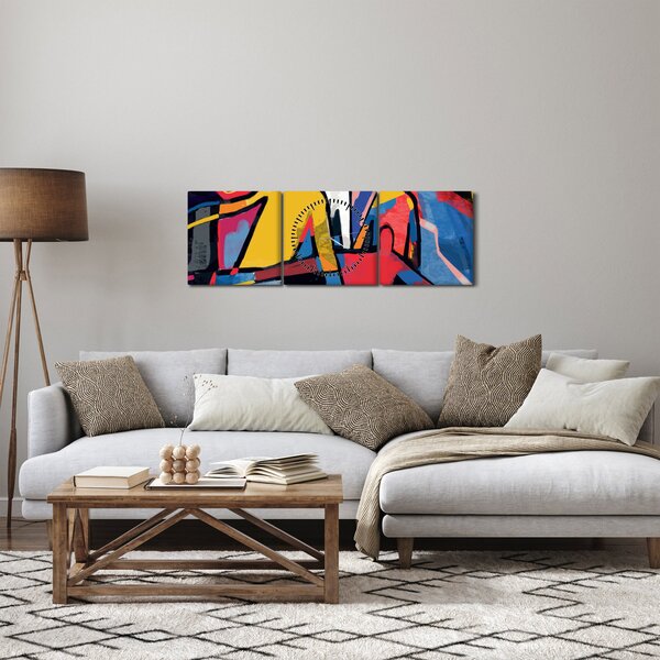 Obraz - Abstrakce mužů (s hodinami) (90x30 cm)