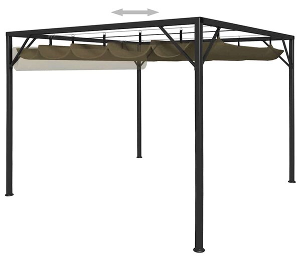 Zahradní altán se zatahovací střechou 3 x 3 m taupe 180 g/m² 312220