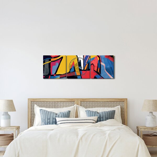 Obraz - Abstrakce mužů (s hodinami) (90x30 cm)