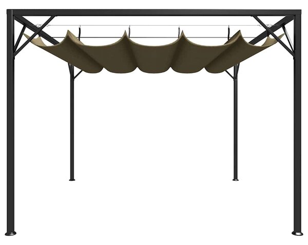 Zahradní altán se zatahovací střechou 3 x 3 m taupe 180 g/m² 312220