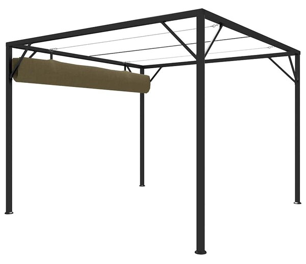 Zahradní altán se zatahovací střechou 3 x 3 m taupe 180 g/m² 312220