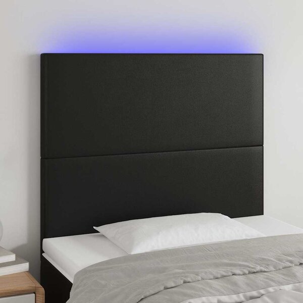 Čelo postele s LED černé 90x5x118/128 cm umělá kůže 3122222