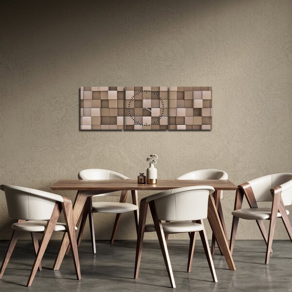 Obraz - Béžové krychle (s hodinami) (90x30 cm)