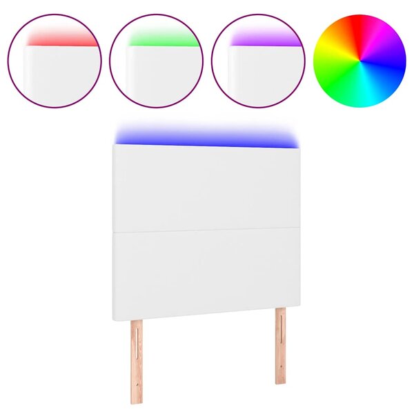 Čelo postele s LED bílé 100x5x118/128 cm umělá kůže 3122229