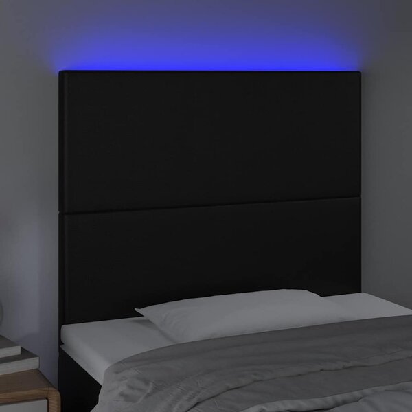 Čelo postele s LED černé 90x5x118/128 cm umělá kůže 3122222